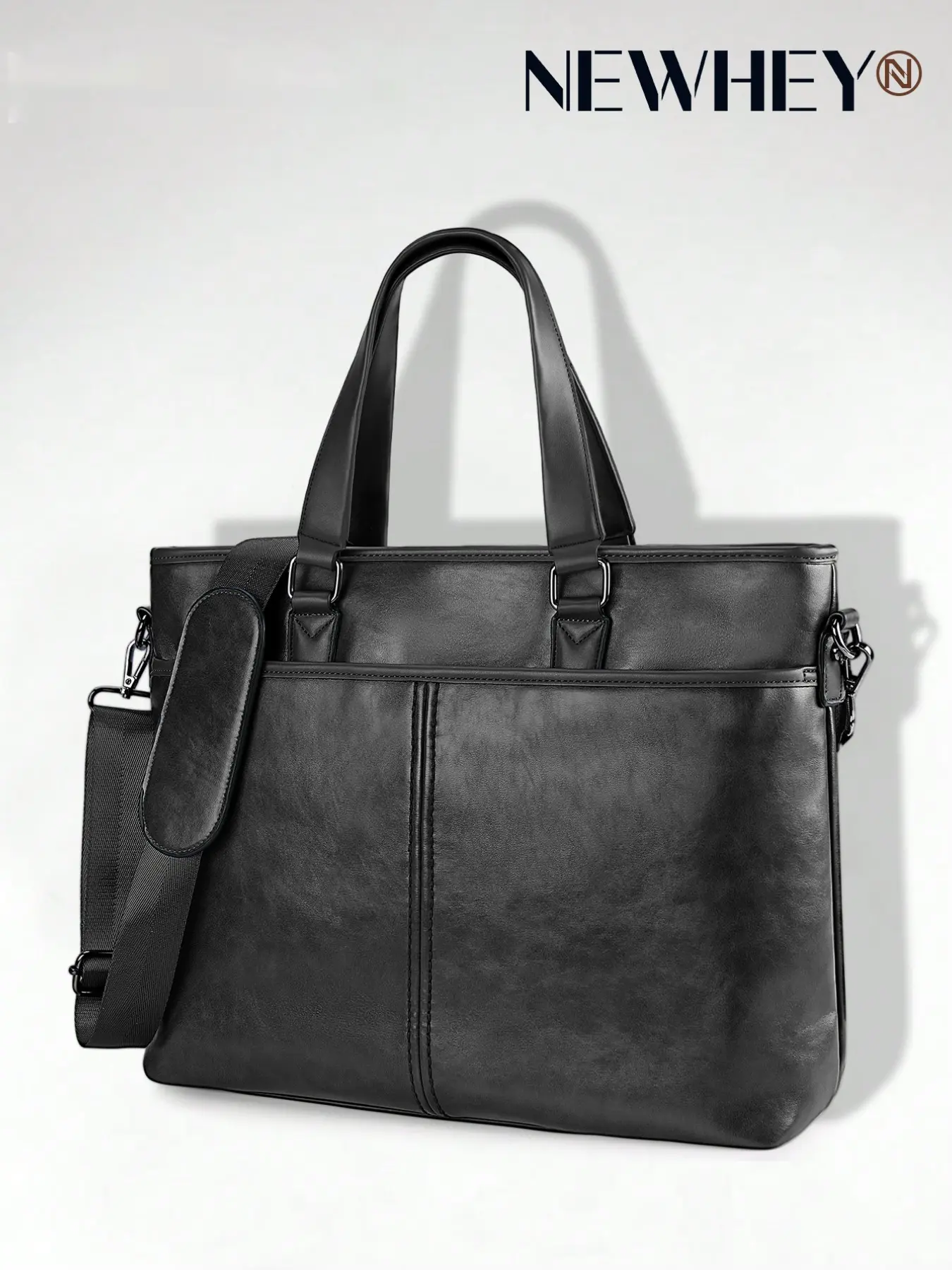 Vintage Leather Messenger Bag for Men, 15.6 Inch Water Resistant Laptop Briefcase, Multi-Pocket Business Work Satchel Shoulder Bag