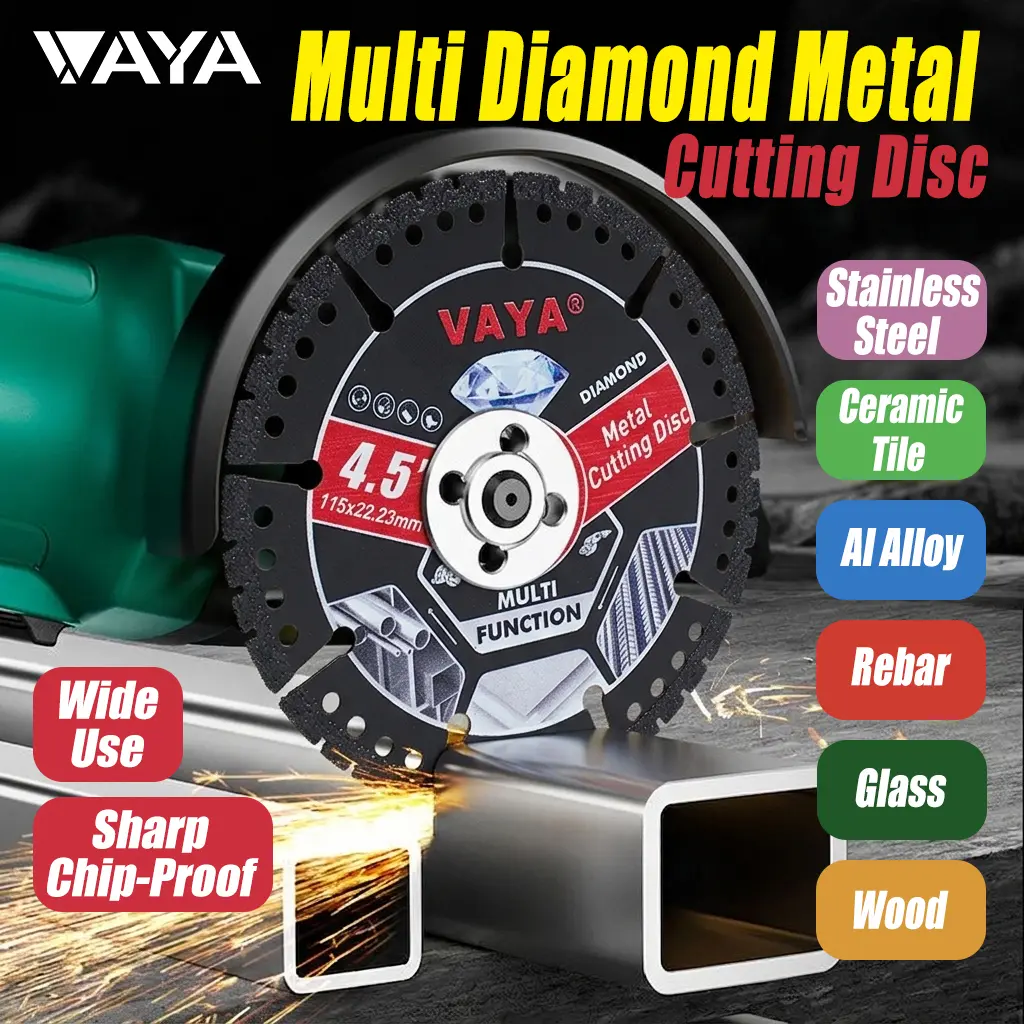 VAYA 4.5" 115mm Multi-Function Diamond Cutting Disc Blades, Angle Grinder Tool for Metal, Tile, Stone & Plastic