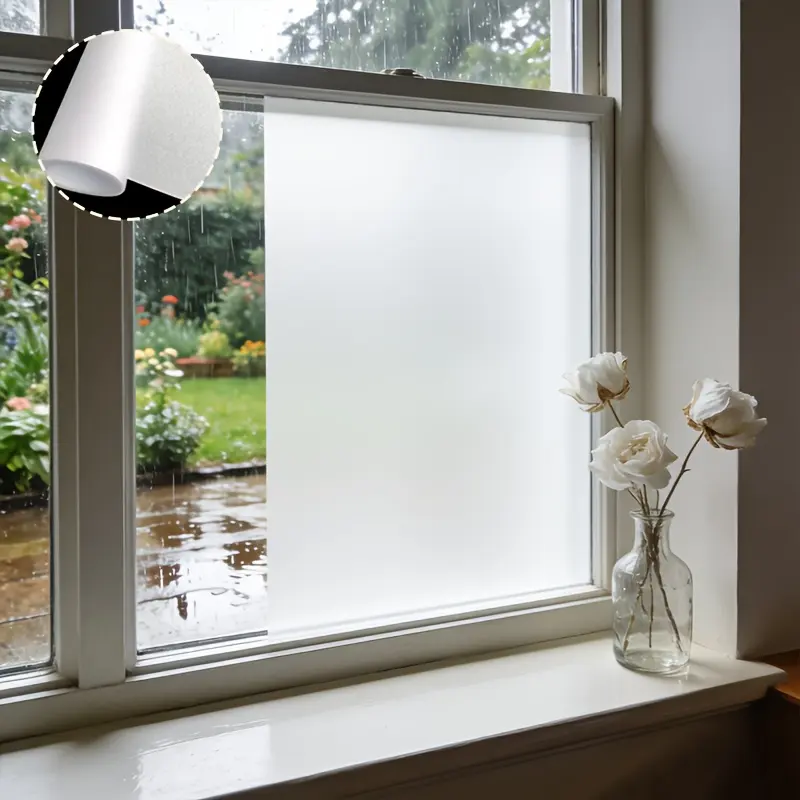 One roll (11.81 * 39.37 inches) white frosted privacy window sticker - no adhesive static adsorption, removable window privacy window sticker, delicate white frosted texture door and window sticker roll, fits various glass sizes without abruptness, f