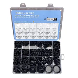 950pcs Nitrile O-Ring and Washer Seal Kit, 20 Sizes Metric and Imperial, Multi-Purpose O-Rings for Car, Pneumatic, Pipe, High Pressure Cleaner, DIY Repair