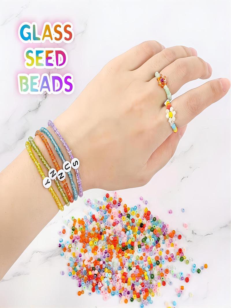 2 Box/11000pcs 3mm Glass Seed Bead & 1200pcs Letter Bead, DIY Jewelry Making Tool Kit For Necklace, Bracelet, Wristlet Keychain Making, Pride 2025, LGBTQ