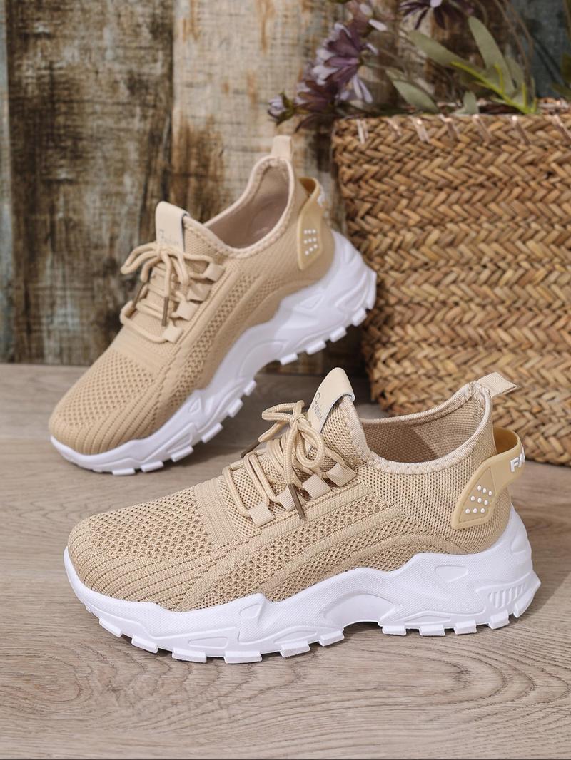 Women's Sporty Lace Up Low Top Sneakers, Casual Comfortable Breathable Running Athletic Shoes, Fashionable All-match Sneakers for Daily Wear