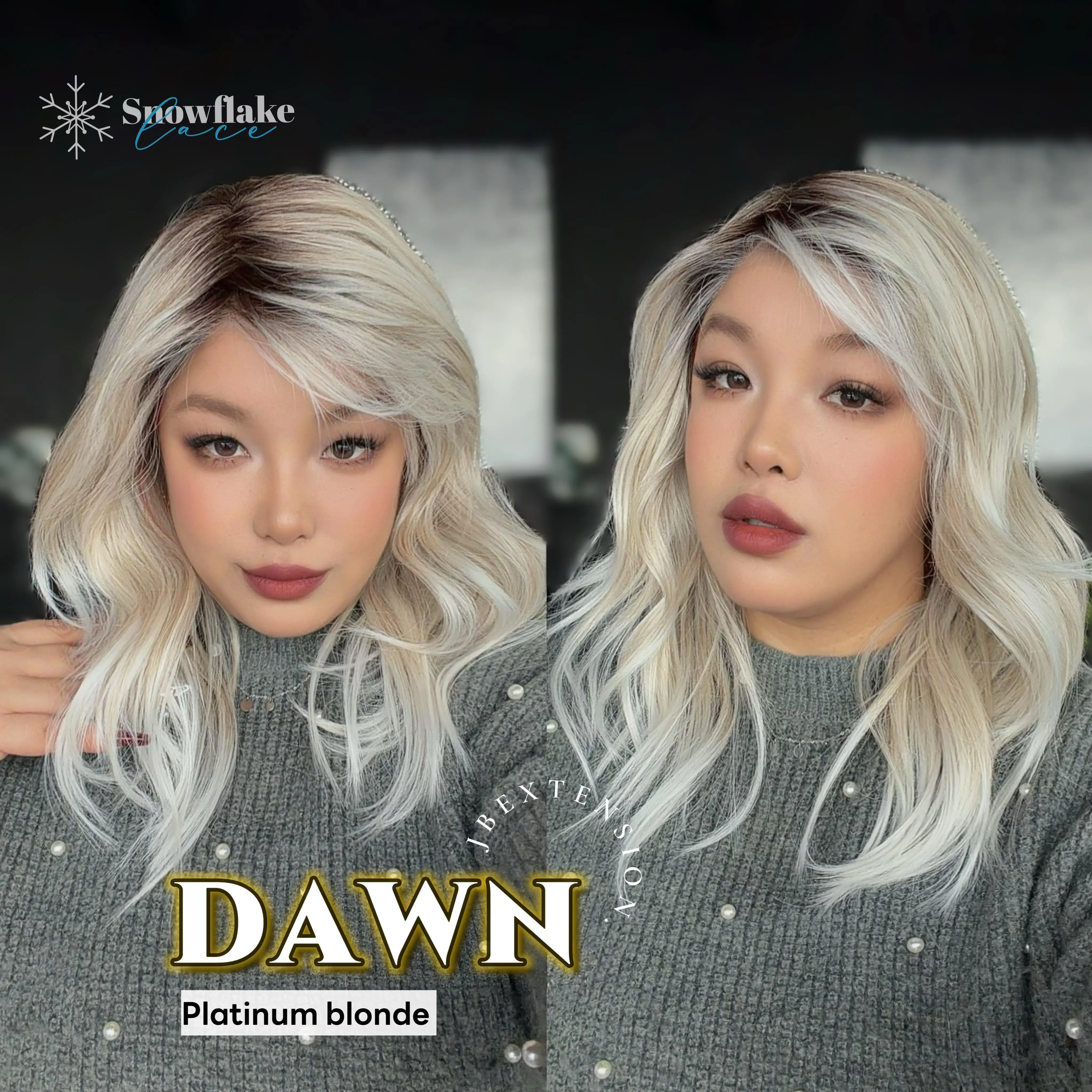 JBEXTENSION 19 Inches Curly Pre-Cut Side Part Snowflake Lace Frontlace Glueless Wig DAWN SNOWFLAKE【BENDY EAR TABS】