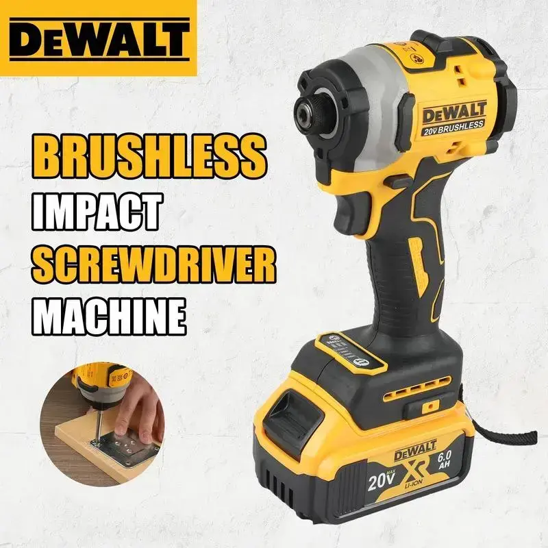 DeWalt DCF850 Brushless 20V Rechargeable Lithium Drill - Cordless High-Torque Impact Wrench Power Tool Work Kit, Included Tool Bag for Heavy-Duty Hardware Tasks