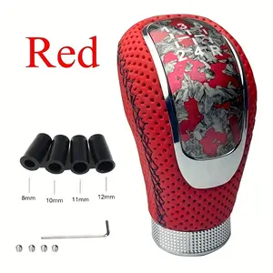 5-Speed Faux Leather Gear Shift Knob: Red & Black Textured Design, Ergonomic Grip, Durable Manual Transmission Shifter, Highquality Finish – For Enhanced Driving Comfort, Car Interior Upgrade, Sleek Car Accessory, Car Gear Lever, Car Gear Shift Knob