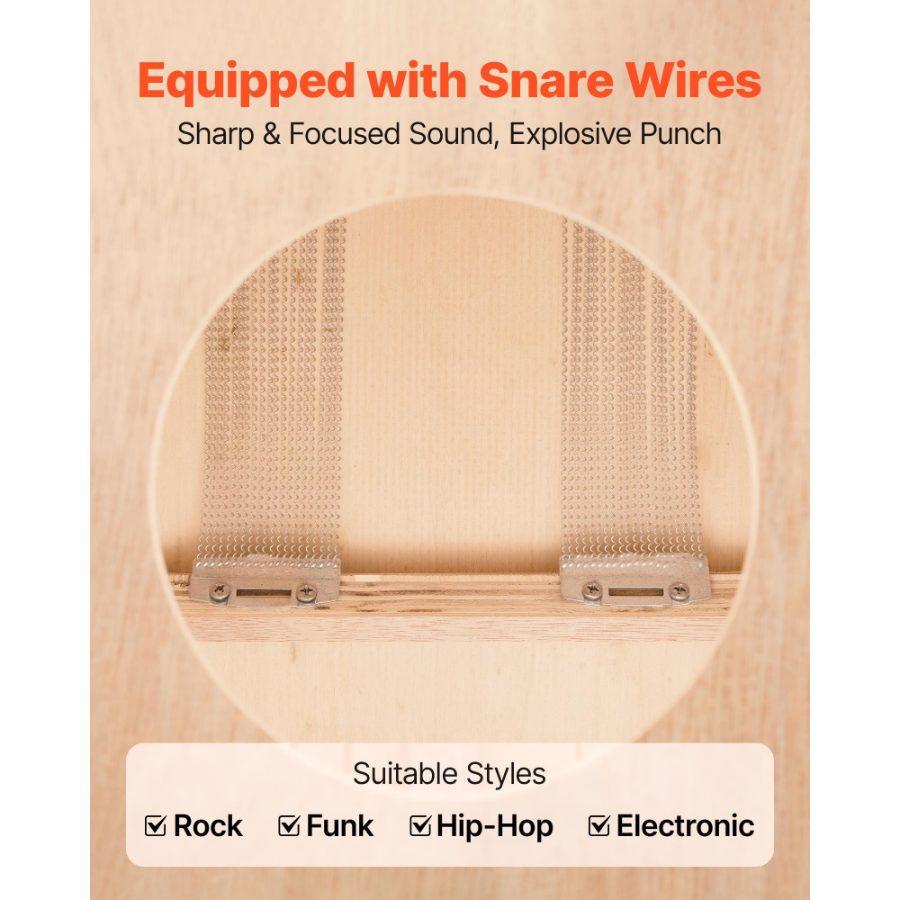 VEVOR Cajon Box Drum Wooden Birchwood Percussion Instrument Snare Wires Travel Bag