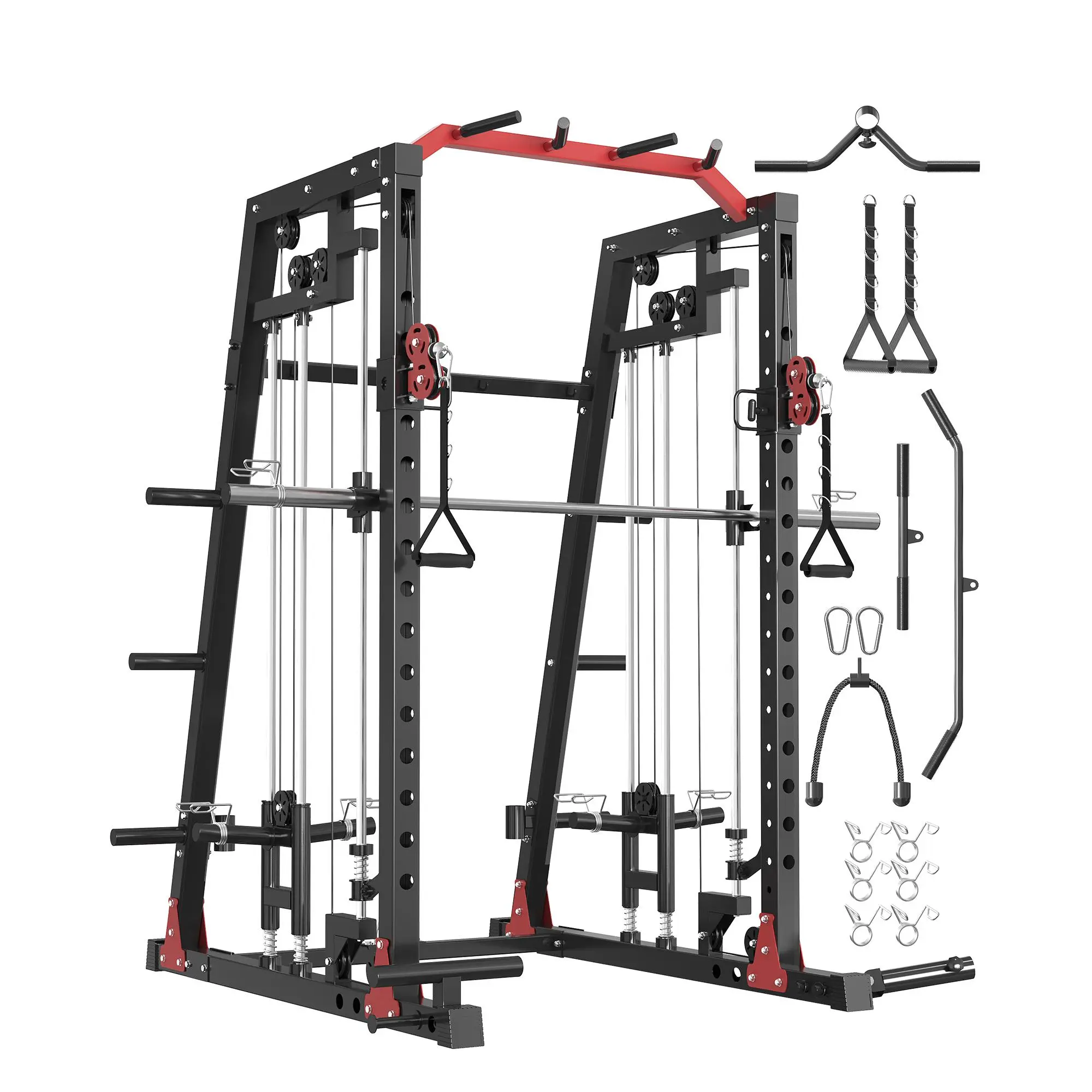 Gaomon Smith Machine Power Cage with Dual Cable System, 2200lbs Heavy-Duty Steel Home Gym Squat Rack, Functional Trainer with Lat Pulldown & Landmine for Garage Gym