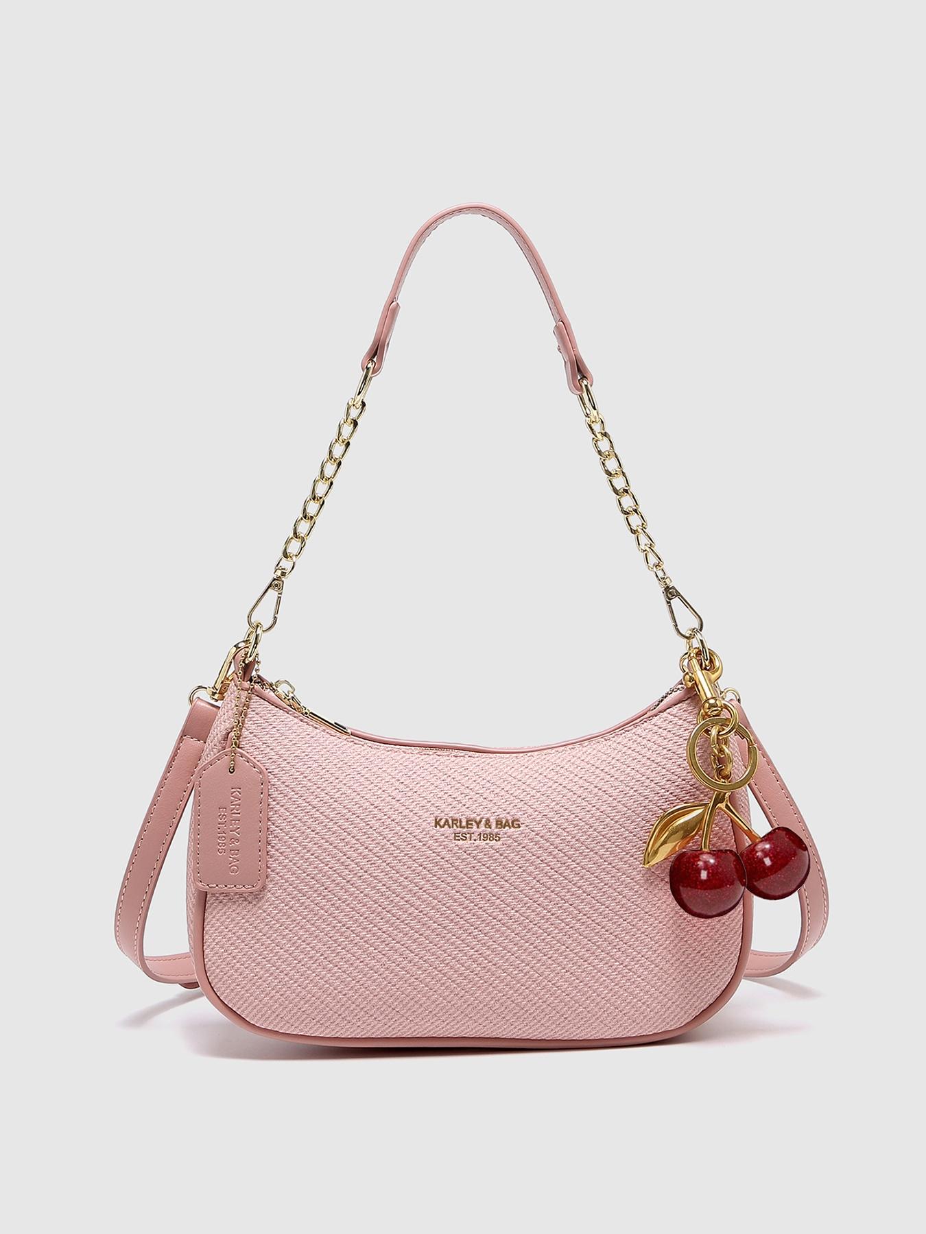 Women's Solid Color Chain Strap Bag, Fashionable Shoulder Bag for Daily Used, Casual Trendy Versatile High-quality Daily Commuting, Girl Fashionable Shopping Convertible Shoulder Bag