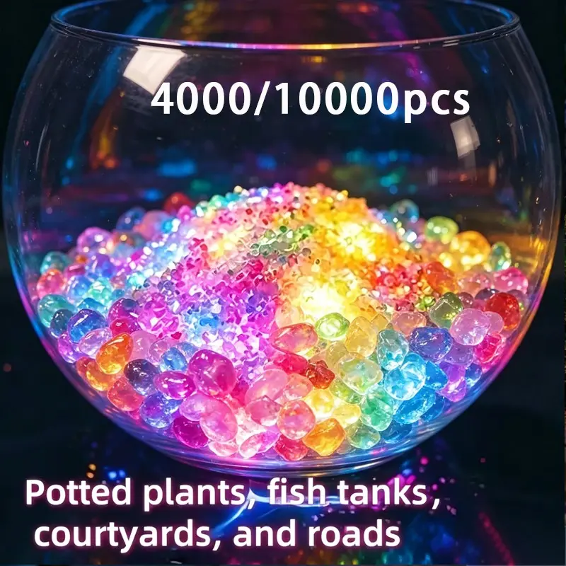 4000/10000pcs Colorful Fluorescent Stones（(Fluorescent stones with a diameter of 0.118 in – 0.197 in)）, Night Garden Decor, Vase Decoration, Fish Tank Stone, Fish Tank Decorations, Potted Plant Decor, Festival Decor
