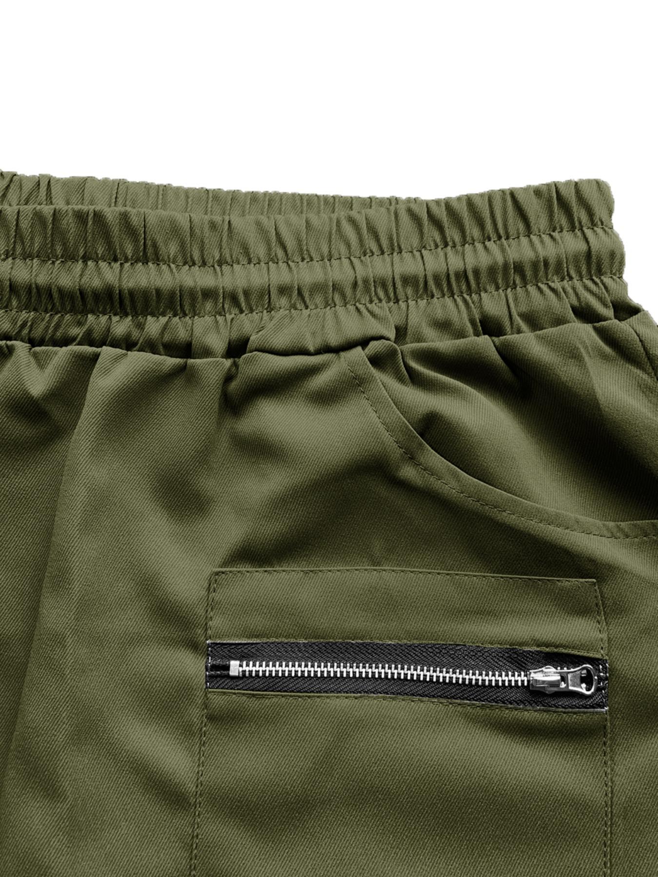 Men's Plus Size Plain Drawstring Waist Cargo Pants, Casual Slant Pocket Design Trousers for Daily Wear, Streetwear Men's Bottoms for All Seasons, Casual Fit Bottoms