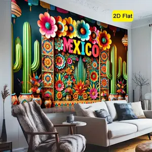 Mexican Festival Background Cloth Party Backdrop Birthday Decoration Photography Background Wall Hanging Event Decoration Fiesta Celebration Photography Banner Indoor Outdoor Decor Premium Polyester Fabric