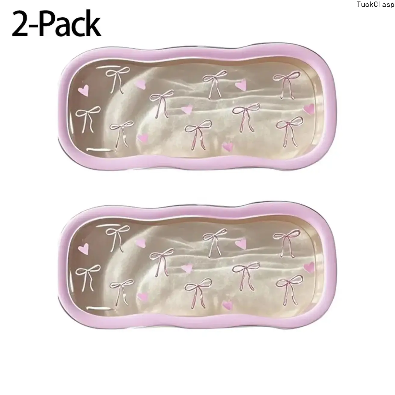 2-Pack Sunglasses Cases for Women & Girls, Cute Heart & Bow Pattern Magnetic Hard Shell Eyewear Holders, Portable Protective Glasses Cases for Sunglasses & Eyeglasses, Compact Lens Storage for Travel, School & Daily Use