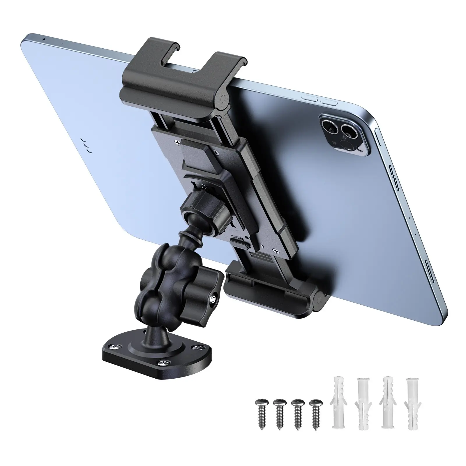 PLDHPRO Alloy Mounting Base, 360° Rotating Tablet and Phone Stand, Compatible with 5"-13" Devices, Multi-Functional Phone Holder for Car Dashboard