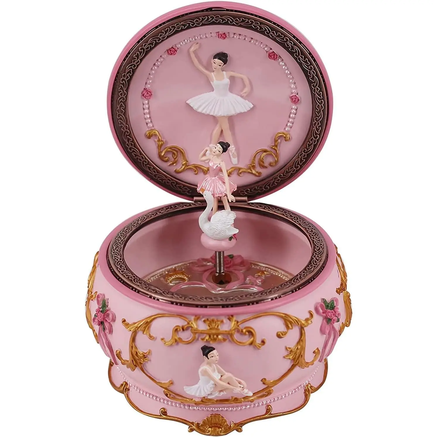 Classical Ballerina  Box Collectible Mechanical Musical Box with Colorful Lights and Sankyo 18-Note Wind Up Signs of The Girl Heart  for Birthday Christmas(Swan Lake)