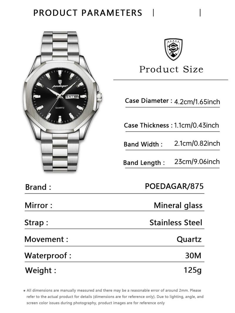 Men's Business Fashion Round Dial Analog Quartz Watch, Fashion Watch with Date & Luminous Hands, Trendy Watch for Daily Life, Business Fashion Watches