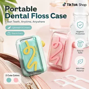 Dopamine Automatic Dental Floss Dispenser Box, Portable Toothpick Holder, Easy Press Design, Compact Dental Hygiene Storage Solution