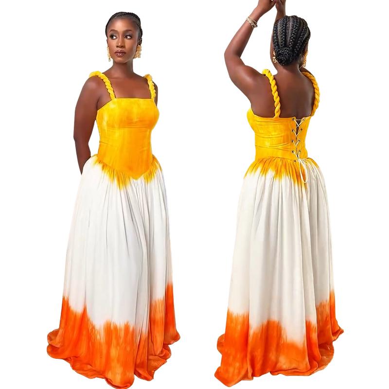 Women's Y2K Blue & White Tie-Dye Halter Neck Maxi Dress - A-Line Floor-Length Beach Dress with Back Tie Closure, Semi-Sheer Sleeveless Design for Vacation, Travel, Daily Outfits - All-Season Casual to Formal Events (Machine Washable) - Turq