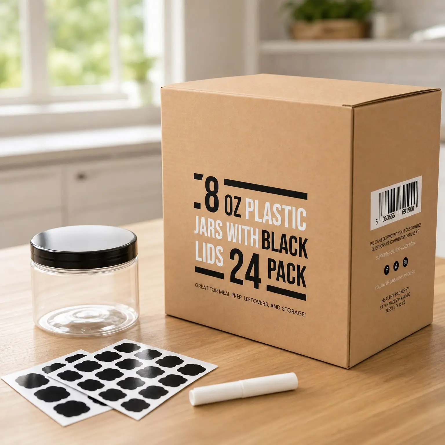 8 oz Slime Containers, 24pk Clear Plastic Jars with Black LidsGift