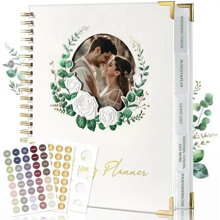 Wedding Planner Book And Organizer:Wedding Planner For Bride With Interchangeable Photo Cover & Embossed Design - Wedding Planner Bride to be Gifts, engagement gifts for couples 11.5*10.5in