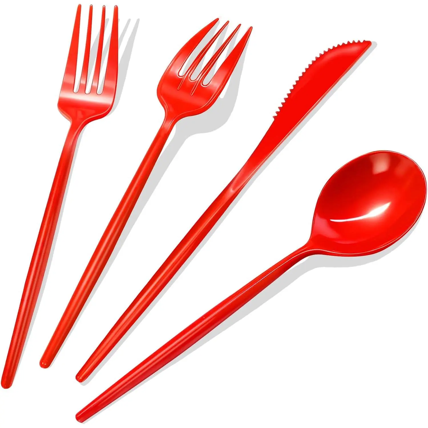 120 count Red Plastic Silverware Set Sturdy Red Utensils Disposable Plastic Cutlery Heavy Duty includes Forks and Spoons and  Sets for Valentines Day Birthday Graduation Chinese  Year