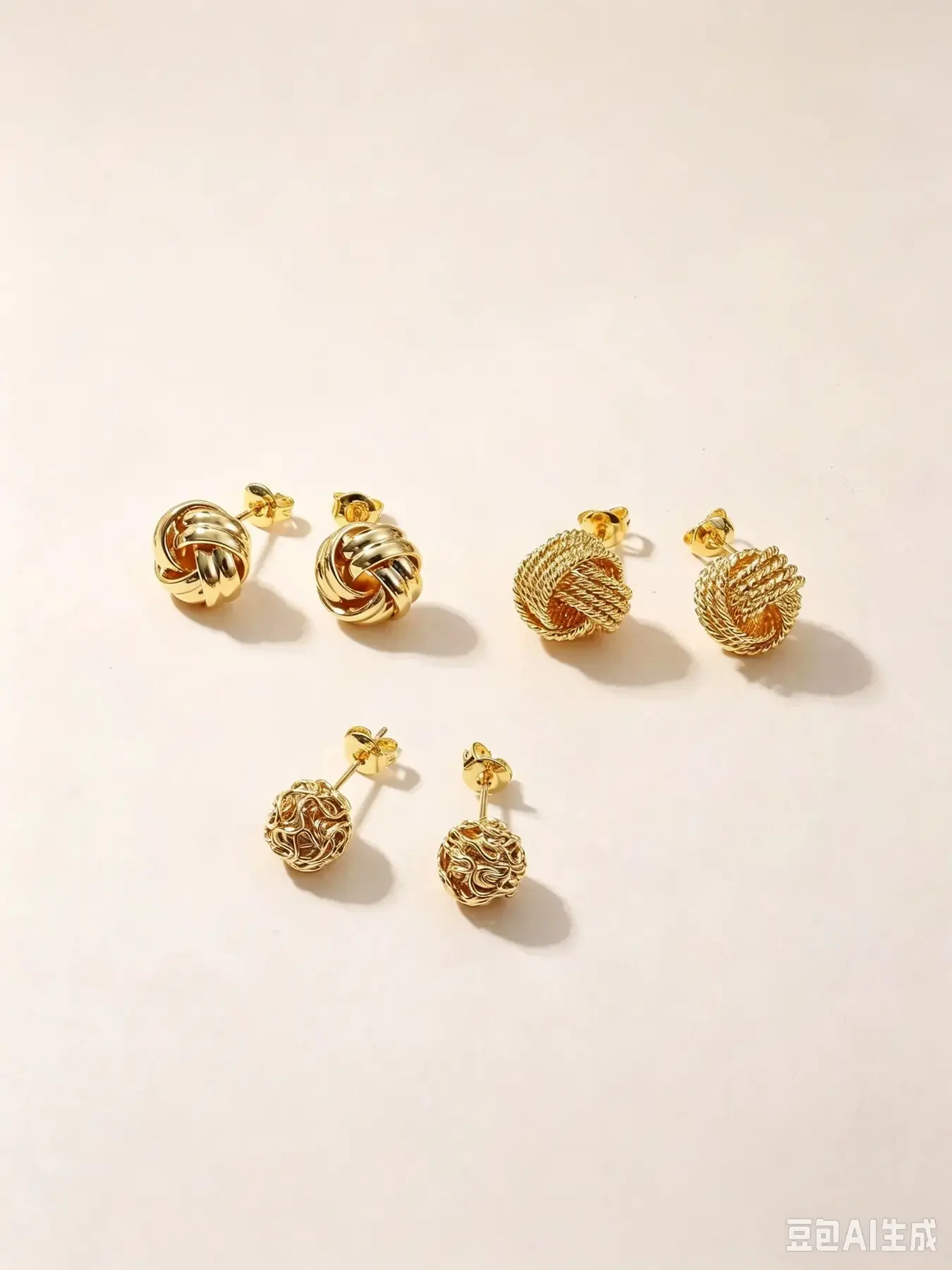 3 Pairs Gold Knot Earrings for Women Men 14K Gold Plated Woven Ball Stud Earrings Simple Post Earrings for Women