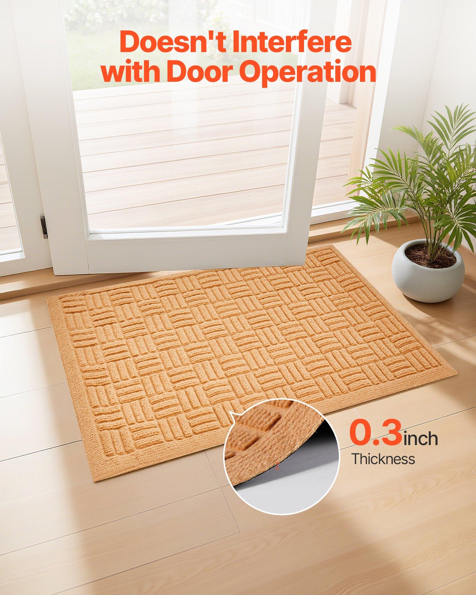 VEVOR Door Mat, 29.53 x 17.72 Inch, Front Door Mat Outside Entrance with Non-slip Rubber Backing, Dirt-Resistant & Absorbent, Easy to Clean, Low-Profile Doormat for for Entryway, Patio, Porch, Beige VEVOR Door Mat, 29.53 x 17.72 Inch, Front Door Mat Outside Entrance with Non-slip Rubber Backing, Dirt-Resistant & Absorbent, Easy to Clean, Low-Profile Doormat for for Entryway, Patio, Porch, Beige