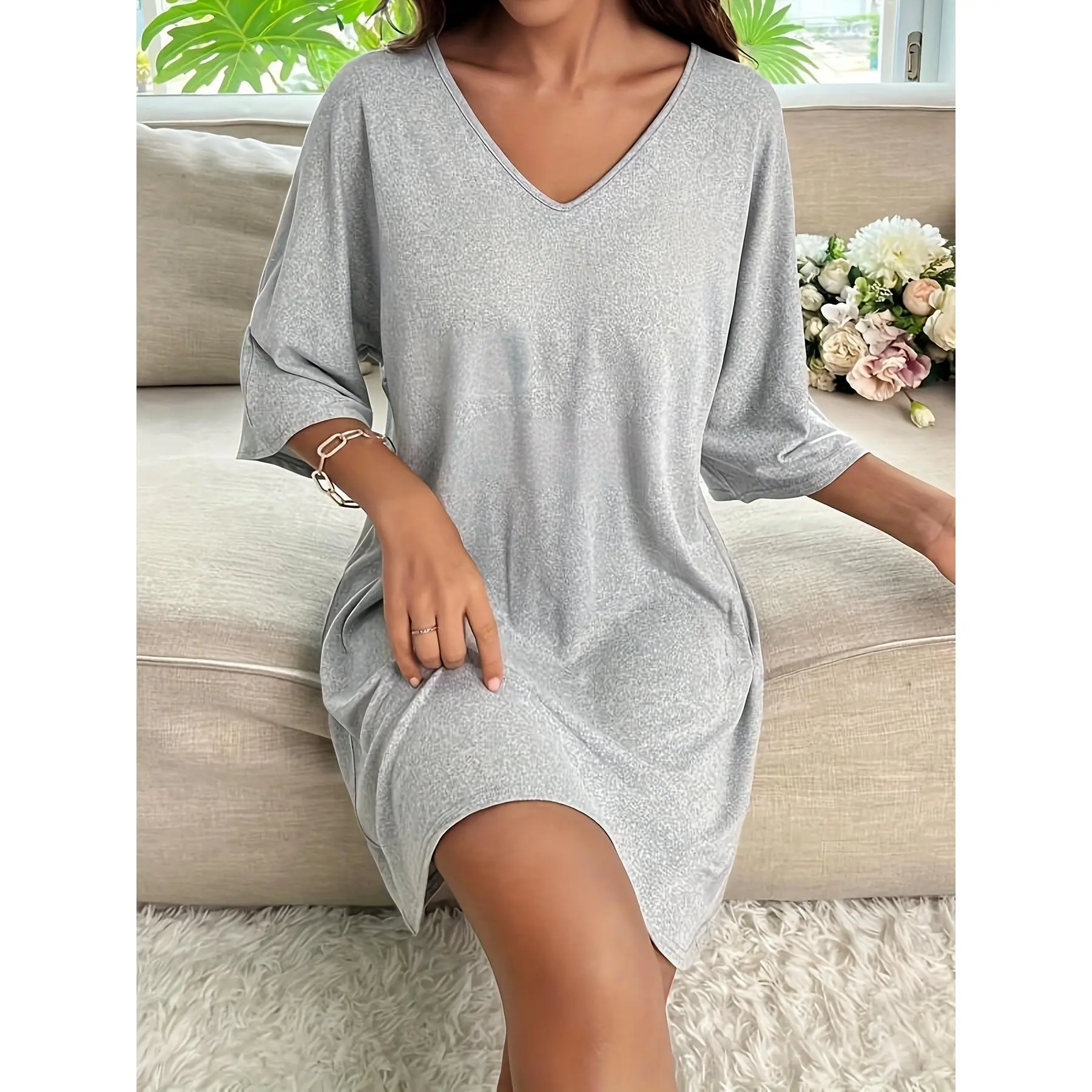 E.N Best-selling Plus Size Women's Casual Loose Comfortable Home Dress