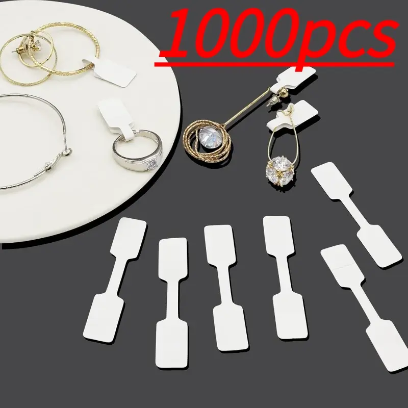 1000 blank square adhesive jewelry price tags - white ring stickers for display, craftsmanship display, and boutique packaging - detachable residue free labels for necklace, ring, and earring display