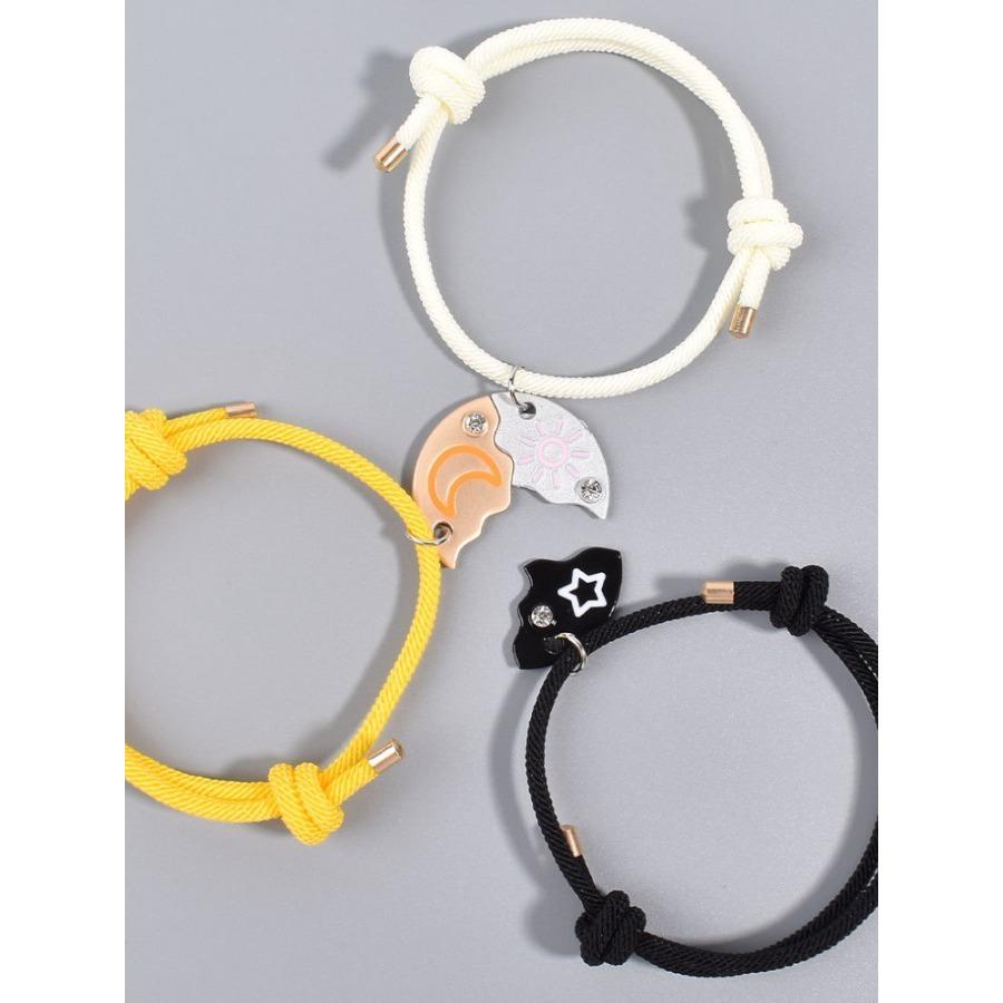 Sun, Moon, & Star Cloud Magnetic Necklace/Bracelet Set for 3/4,Puzzle Design BFF Jewelry for Best Friends & Sisters Ideal Friendship Gift with Rhinestone Detail Perfect for Birthday, Anniversary, Valentine's Day