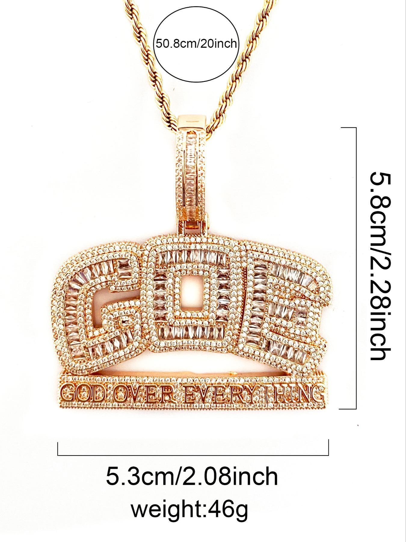 Rhinestone Decor Letter Design Pendant with Chain, Jewelry for Men, Street Trendy Charm, Hip Hop Jewelry for Party, Daily Decor, Trendy All-match & Exquisite Jewelry for Birthday Gift