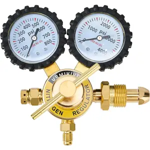 Nitrogen Regulator with 0-800 PSI and 0-4000 PSI Output , CGA580 Inlet Connection, 1/4'' Male Flare Outlet Connection,Full Brass
