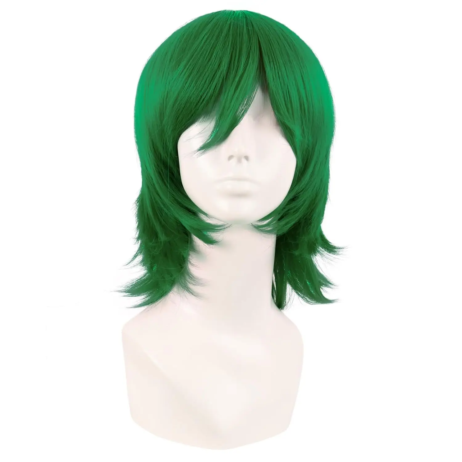14 Inch Short  Tail Side Bangs Party Wig, Grass Green | 35 cm  Wig, Synthetic