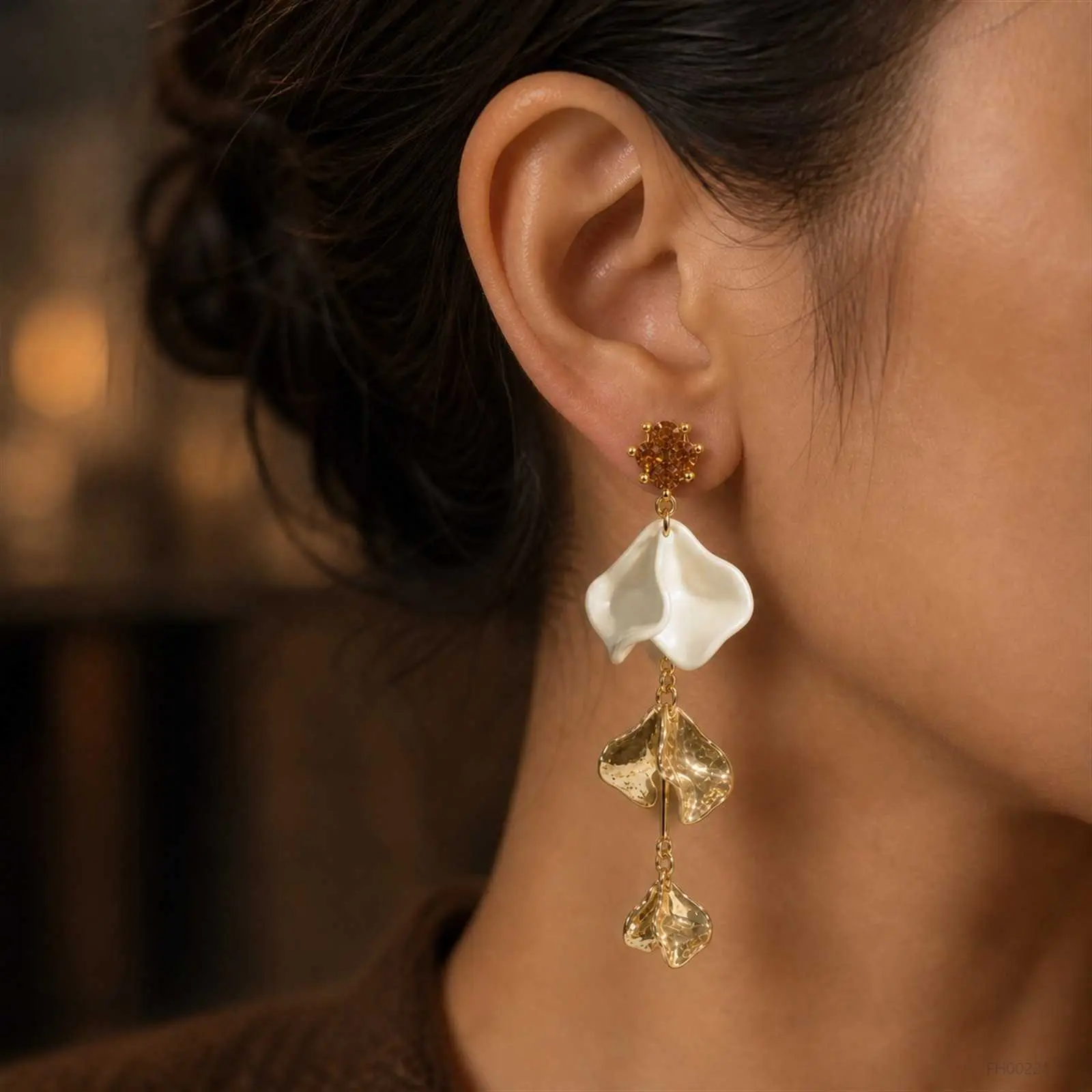 Gold Plated Copper Gold Tone Geometric Drop Dangle Earrings, Elegant Modern Statement Chic Wedding Party Ear Jewelry for Women Fashion Gift FH0022177