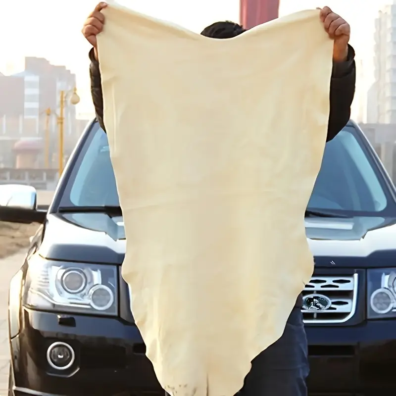 1pc Chamois Cloth for Car - Drying Towel Shammy Towel Natural Real Leather Washing Cloth Cleaning Towel Absorbent Washcloths Detailing Cloth Car Wipes - Chamois Cloth Art Cloth Accessory