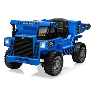 12V Kids Electric Ride on Truck with Remote Control, 4WD Dump Truck Toy Car with Automatic Dump Bed & Shovel, 2-Speed Bluetooth Music – Ages 4-8