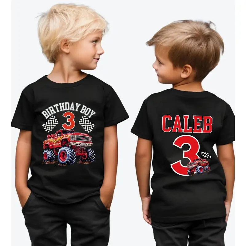 Custom Monster Truck Birthday Shirt: Family Pit Crew Bday Bash