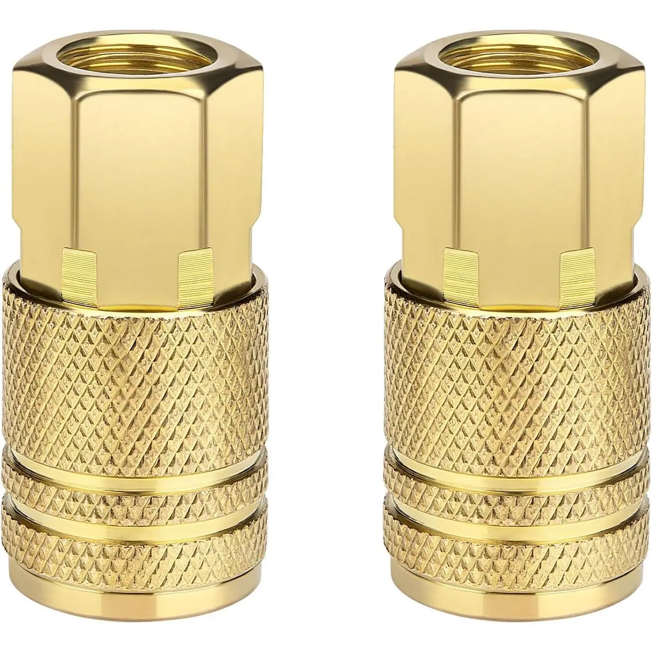2 Pack 1/4 NPT Female Air Hose Coupler, Quick Connect Compressor Fittings | Compatible With M-style, D-type, Brass Pneumatic Air Chuck Connectors, Industrial Automotive Repair, 300 PSI Rating