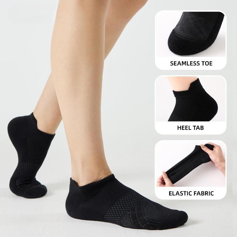 [5 Pairs Athletic Socks] 5 Pairs Women's Ankle Athletic Socks |     Cushioned, Breathable Polyester, Low Cut Tab |     All-Season Sports Socks for Running and Activities