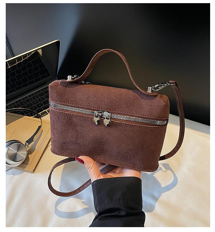 Luxury Suede Versatile Shoulder Bag  Purse Fall Winter Retro Matte Crossbody Handle Bag for Women Texture Simple Satchels Bag