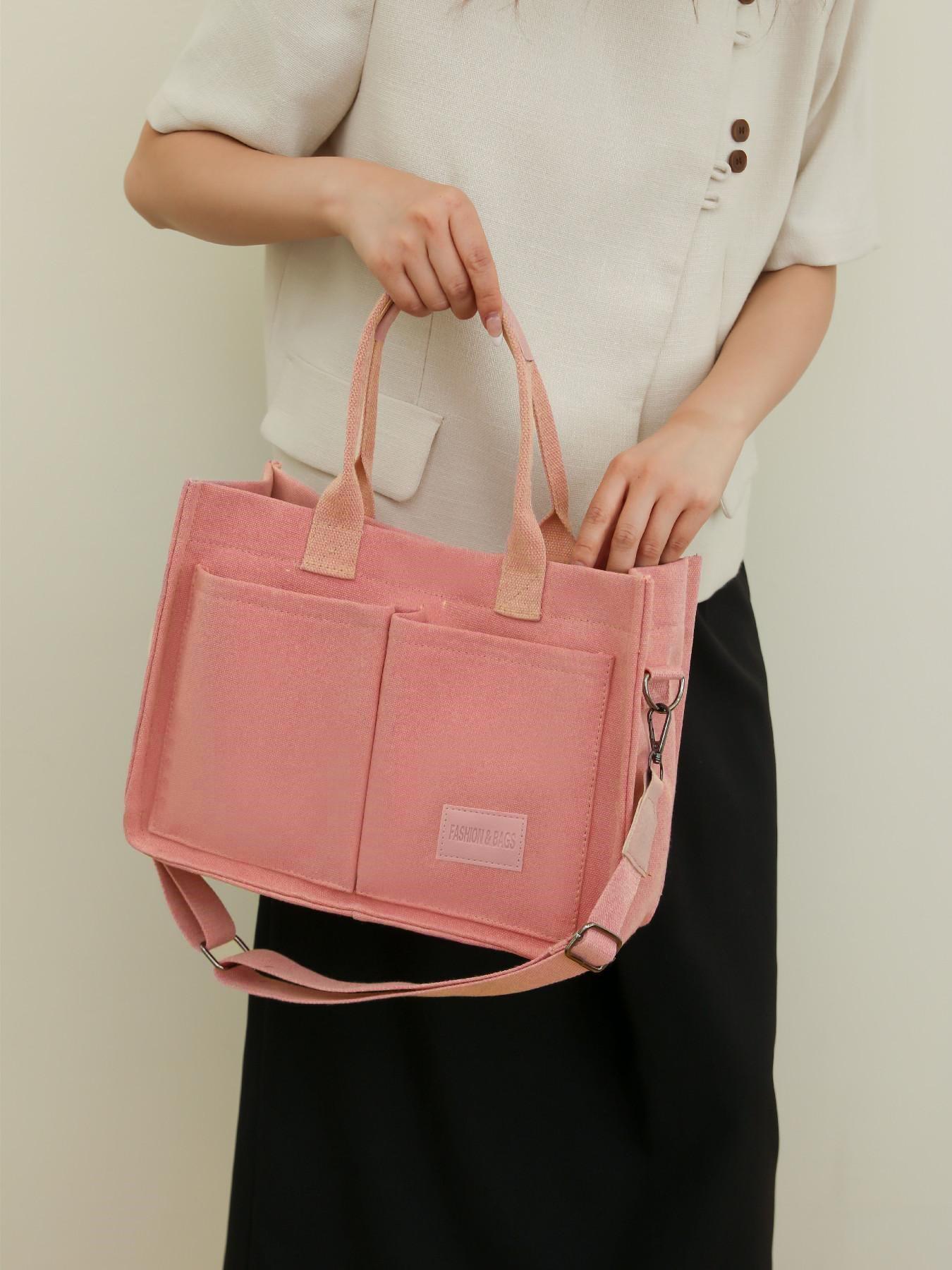 Summer Everything Tote Bag for Women, Plain/Cherry Pattern Work Bag, Everyday Shoulder Bag, Trendy Versatile Commuting Bag, Girl Large Beach Bags