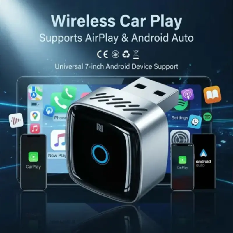 Cars accessories 2-in-1 carplay wireless adapter, carplay adapter, suitable for Apple and Android systems, suitable for car displays, smart navigation, making phone calls, entertainment.bluetooth car adapter.wireless carplay adapter.