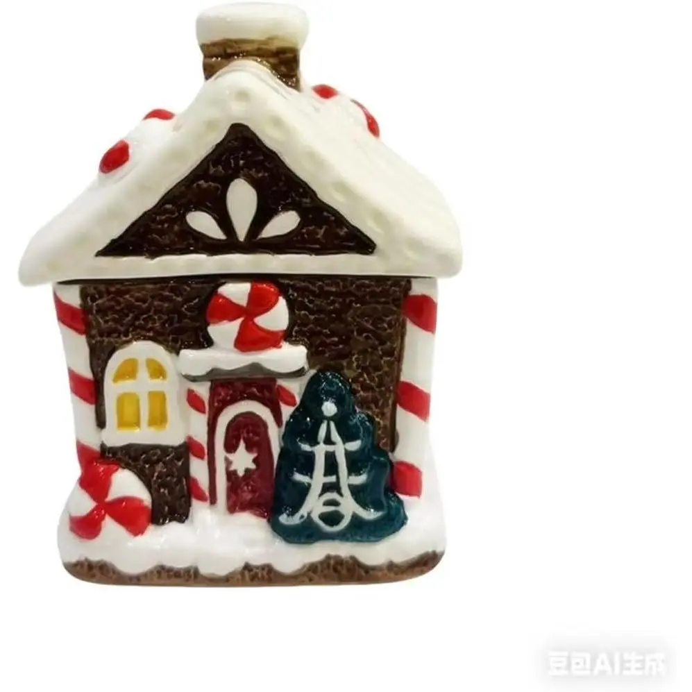 Ceramic Hand-Painted Christmas Gingerbread Man Sugar Bowl, Handmade Craft Sugar Storage for Festive Decor & Ornaments (Home & Party Supplies)