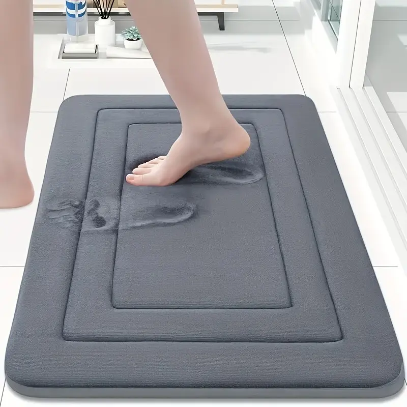 Memory Foam Bath Mat, Absorbent Non-Slip Cushion Rug, Foot Scrubber, Long Strip Mat, Comfortable Standing Pad, PVC Bottom, Living Room Bedroom Kitchen Sink Laundry Office Carpet