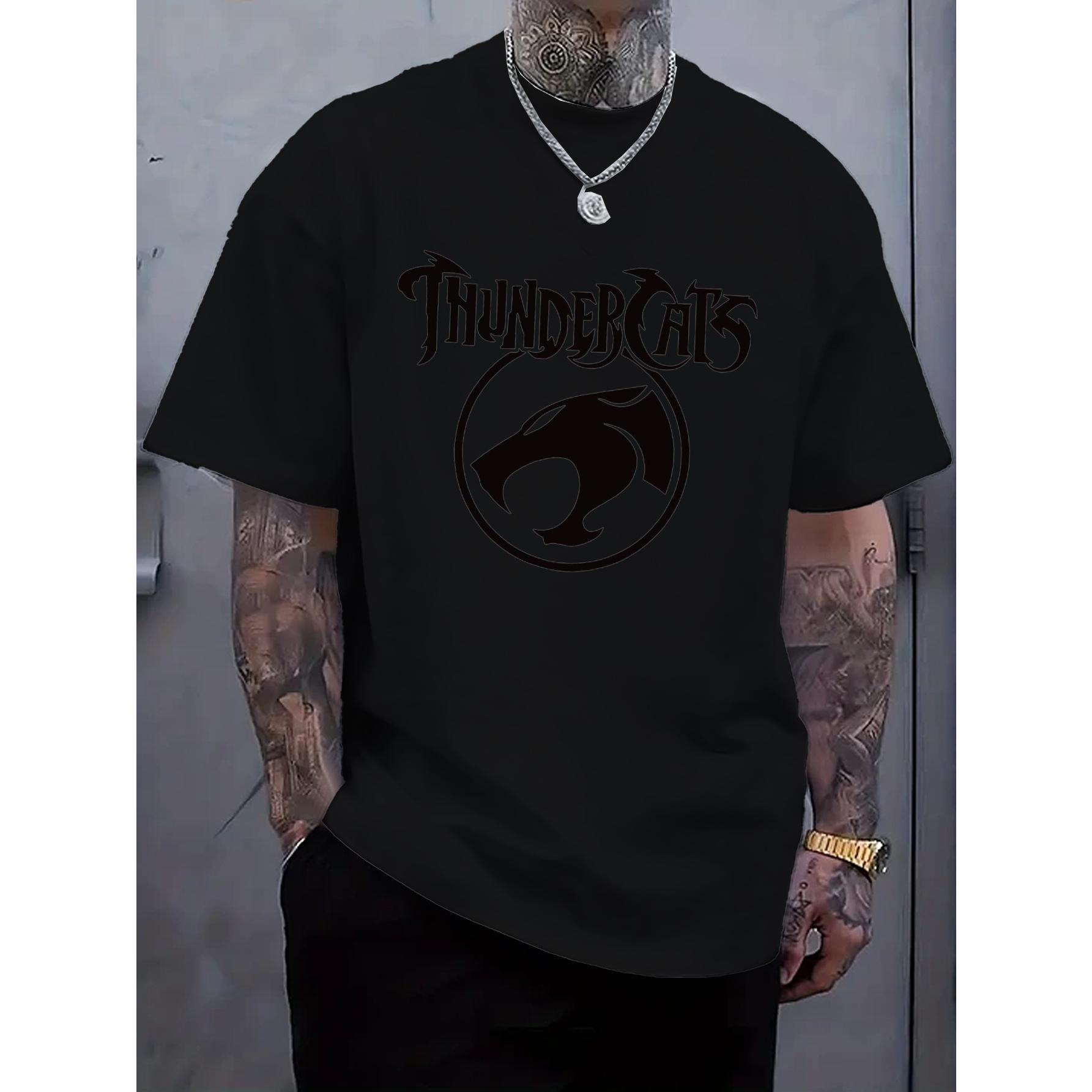 Men's ThunderCats Roaring Cat Graphic Short Sleeve Tee, Casual Streetwear Daily Outfit