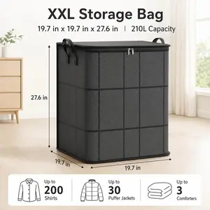 Large Spacious Zippered Fabric Moving Storage Bins, Closet Bedroom Organizer Bags for Quilts Bedding Sweaters, Multi-Purpose Household Containers for Moving Day