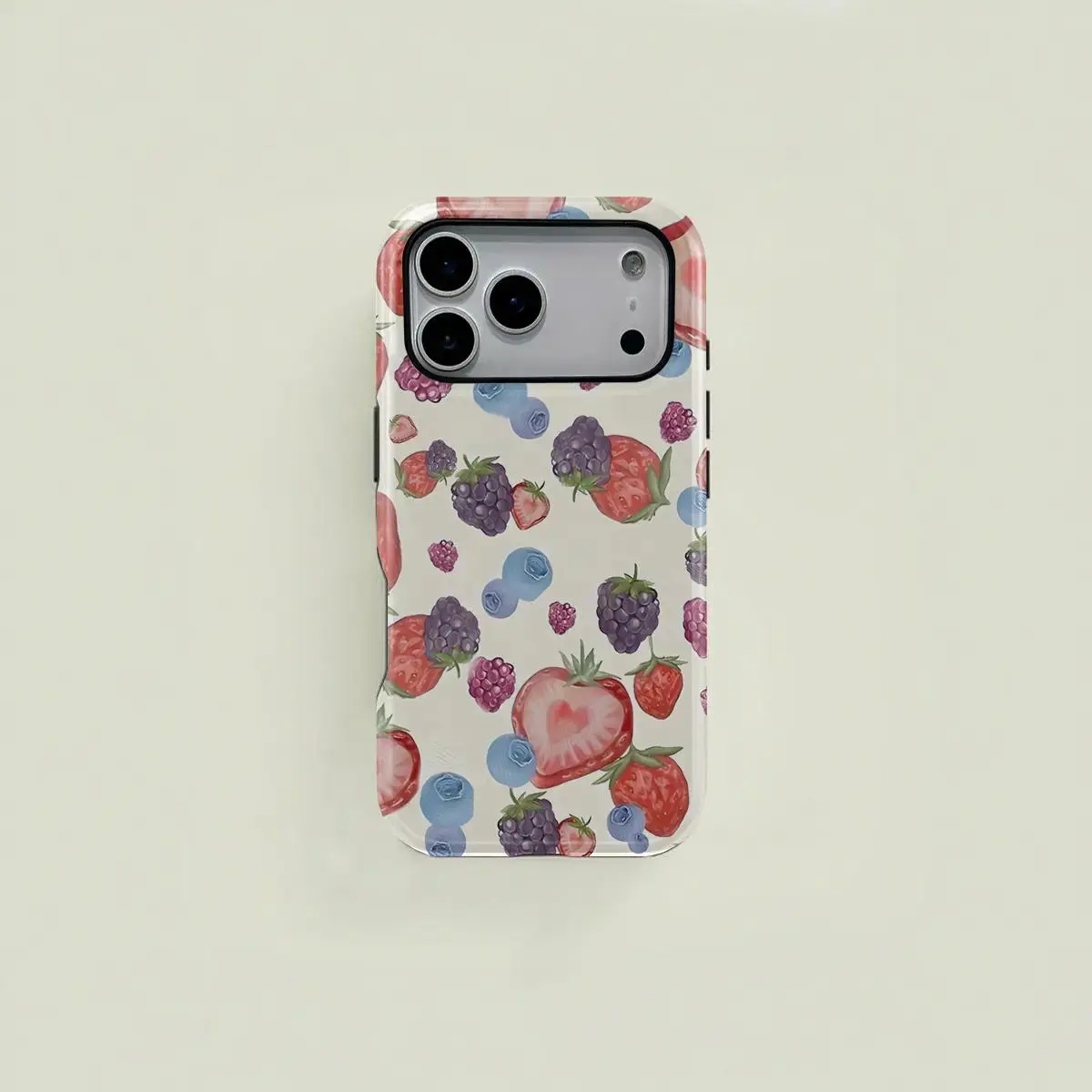 Watercolor Mixed Berry Strawberry Blueberry Smartphone Casing - Fade-Resistant, Shockproof, Lightweight, Stylish, Durable Cellphone Protection Accessories for 17/16/15/14/13/12/11/X & Samsung S26/25/24/23/22/21 Phones