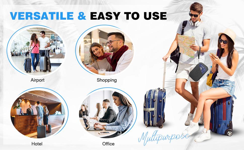 Passport Holder Family RFID Travel Document Organizer for Women Waterproof Passport Wallet Men Portable Case for Cards, Boarding Pass, ID, Money, Tickets with Zipper