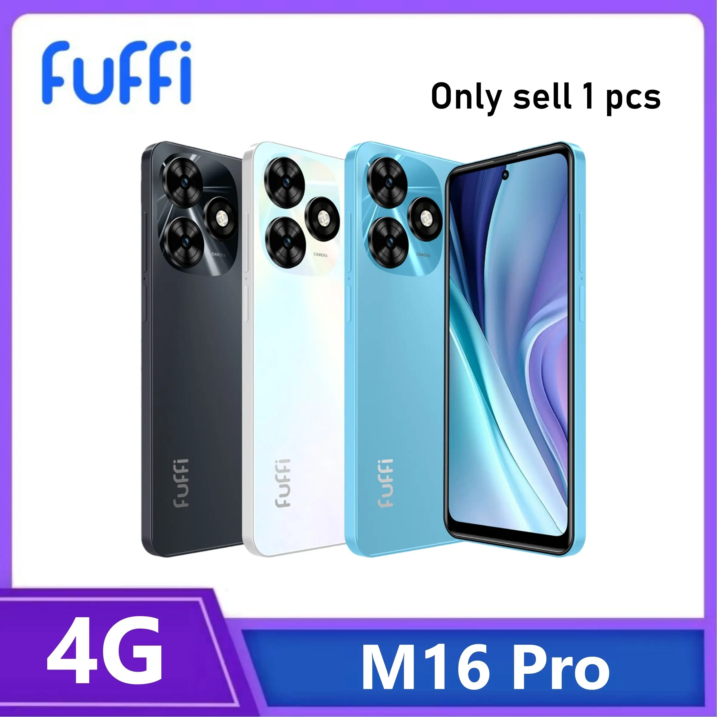 FUFFi-M16 Pro Large Screen Smartphone, 6.56-Inch Display, Unlock 4g Network, Android 10.0, 3+32GB Memory, 3100mah Battery, Dual Sim, Quad-Core Processor