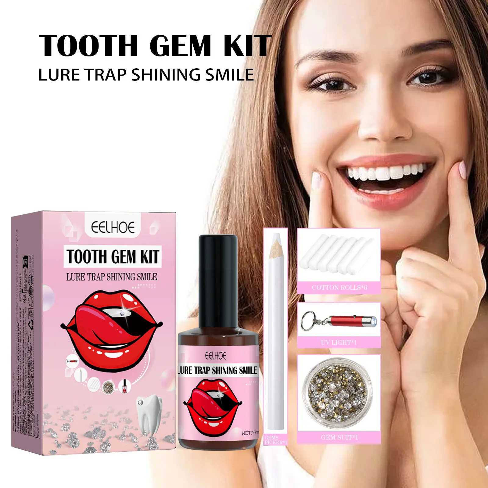 Sparkling DIY Tooth Gem Accessory Kit, Easy On & Removable Crystal Teeth Decor for Party Beauty Styling diamond
