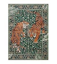 Moynesa Floral Washable Faux Cashmere Rugs, 8x10 Area Faux Cashmere Rug for Living Room, Soft Large Boho Bedroom Faux Cashmere Rugs, Flower Non Slip Ultra Thin Botanical Carpet for Dining Room Nursery Office, Beige